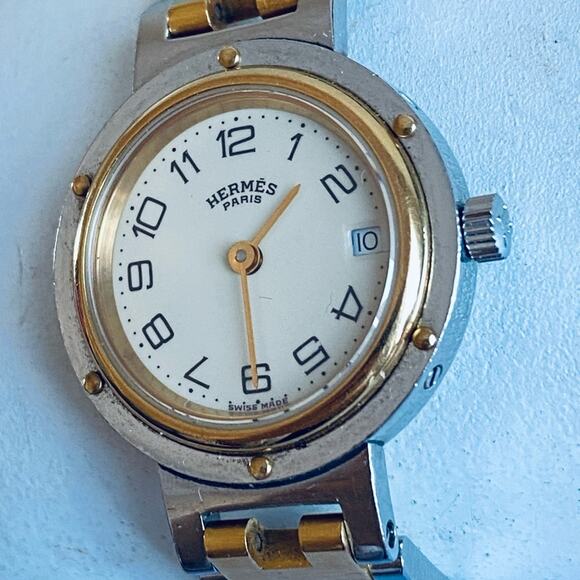 Authentic-Herms-TwoTone-Stainless-Steel-Watch-24mm- - Picture 1 of 10